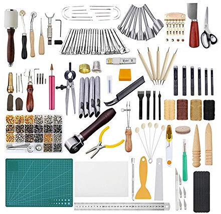 CHSEEO Artesanía del Cuero, 366 Piezas Juegos y Kits de Costura Kits de Repujado de Cuero Herramientas de Coser Perforadora de Cuero para Manualidades DIY Cuero Artesanía #1