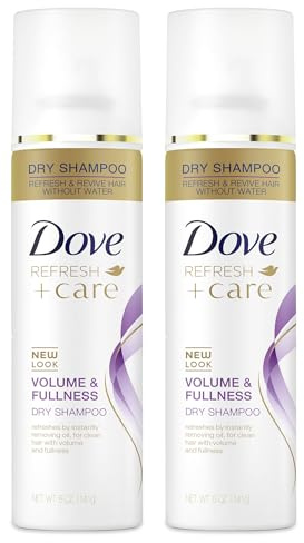 Dove Dry Shampoo Spray, Volume & Fullness, Absorbs Oil to Refresh Hair Without Washing, 5 oz (2-Pack)