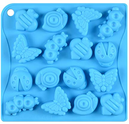 JasCherry Molde de Silicona, 16 Cavidades Forma de Insecto 3D Moldes para Caramelos, Antiadherentes Molde de Jabón para Hornear, para Pastel, Repostería, Panecillo, Pudín, Bizcocho