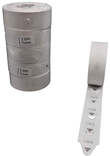 Pack 5 Rollos de turno de 2000 tickets de 3 dígitos en color Blanco Fabricado en España