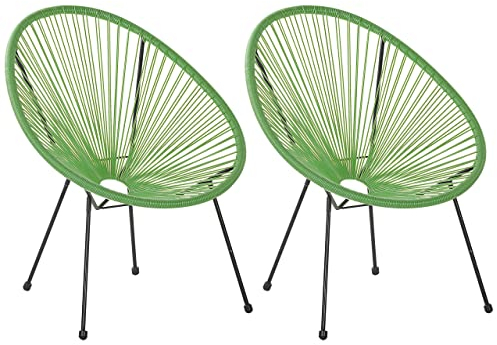 Lustiges Balkonset 2 Stühle Spaghetti-Optik Rattan grün Acapulco