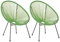 Beliani Set di 2 Sedie Moderne Rotonde in Rattan Spaghetti Verde