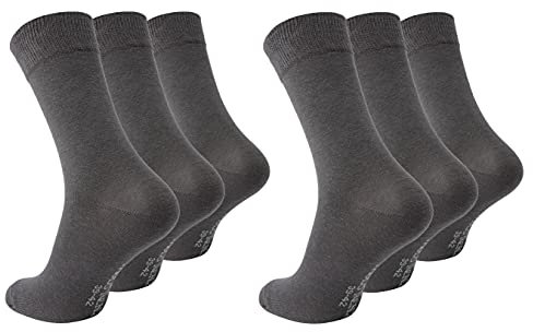 Paolo Renzo Business-Socken 6 Paar Hochwertige Baumwoll Socken Anzugssocken Größe 43/46 Dunkelgrau