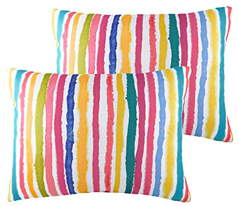 furn. Evans Lichfield Aquarelle Streifen Feder gefüllte Kissen (Doppelpack), Polyester, Multi