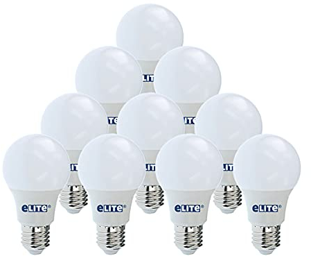 eLITe LED Lampe E27, 7W, 865, 6500K, Tageslichtweiß, 630lm, 270°, ersetzt 40W, 10 Stück