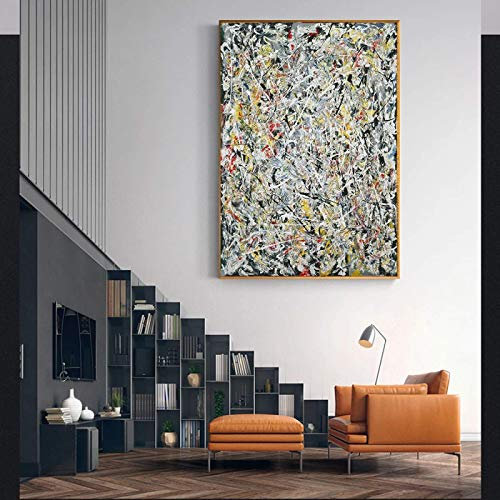 Yishui Art Jackson Pollock《Weißes Licht》Leinwandkunst Moderne Malerei Weltberühmte Kunstwerk Poster Bild Wanddekor Dekoration 80x100cm (31x43in) Rahmenlos
