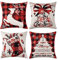 CAROMIO 4er Set Weihnachten Kissenbezüge, 45x45cm Kissenbezug Dekorative Kissenhüllen für Wohnzimmer Schlafzimmer Büro Garten Sofa, Baumwolle Leinen Zierkissenbezug mit unsichtbarem Reißverschluß