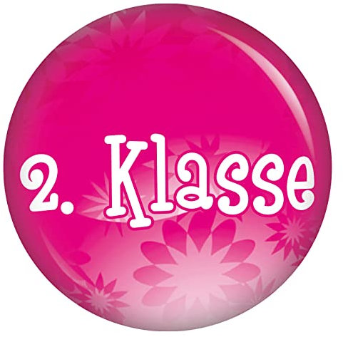 Kiwikatze 2.Klasse Pinkflowers Button 37 mm oder 56 mm Ansteckbutton zum Schulanfang Schule Einschulung Junge Geschenk Deko Schulstart Geschenke Schulstart Kalender Countdown (37 mm)