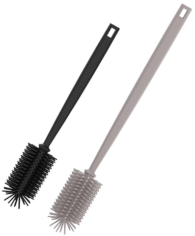 spottle Flaschenbürste Silikon - Reinigungsbürste mit langem Griff - Spülbürste lang & grau für Glas-Trinkflaschen - Bottle Brush