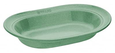 STAUB Dining Line - Plato ovalado, 25 cm, color verde salvia, cerámica resistente a los arañazos