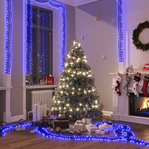 Tidyard LED Lichterkette Christbaumbeleuchtung Weihnachtsbaum Lichternetz Baumvorhang Weihnachtsdeko Weihnachtsbaumbeleuchtung mit 400 LEDs Blau 8 m PVC