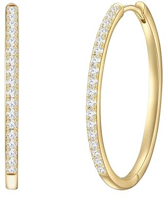 Glanzstücke München Damen Creolen 925/- Sterling Silber gelbvergoldet 14 Karat Zirkonia weiß Silberohrcreolen