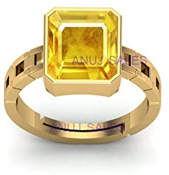 AYUSH GEMS 10,25 Ratti 9,50 Karat A+ Qualität natürlicher gelber Saphir Pukhraj Edelstein Ring für Damen und Herren
