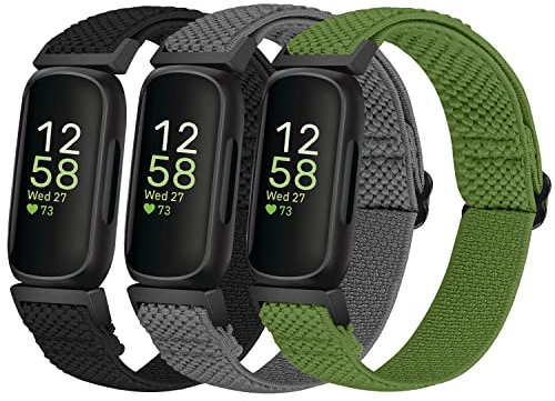 SOiiKE Bracelet Compatible avec Fitbit Inspire 3/Inspire 2/Inspire HR/Inspire/Ace 3/Ace 2, Nylon Élastique Bracelet de Sport Réglable Souple de Remplacement, Femme Homme