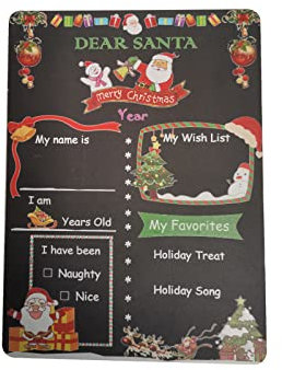 # Weihnachts-Countdown-Kalender, Tafel, Weihnachts-Wunschliste, doppelseitiges Schild, wiederverwendbares Holzbrett für Kinder (Black, One Size)