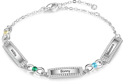 Jeweidea Infinity Armband Damen Personalisiert Armband mit Namen Gravur für Mutter Mama Muttertagsgeschenke Personalisierte Geschenke Weihnachten Geschenke