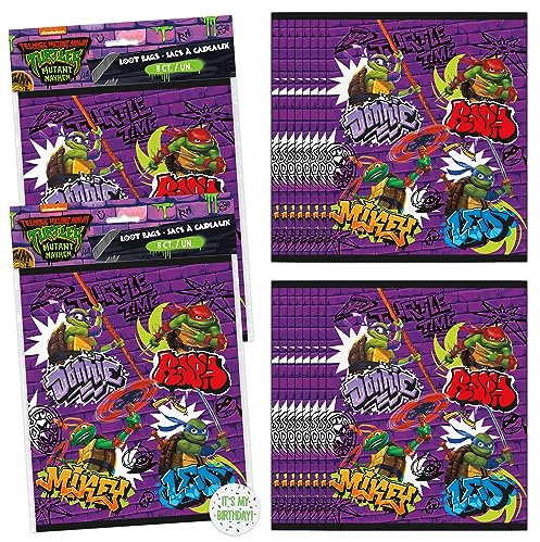 Ninja Turtle Geburtstagsparty-Zubehör – Partytüten (16 Stück) und Aufkleber