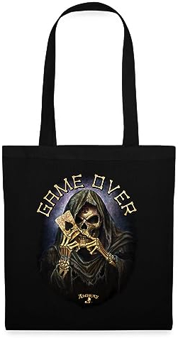 Spreadshirt Alchemy England Sensenmann Game Over Tod Stoffbeutel, One Size, Schwarz