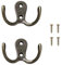 Yesmin 2 Pcs Double Prong Robe Hooks, Dual Coat Hooks Wall Mounted Hanging Clothes for Bathroom Bedroom Door Wall Retro Metal Cloth Hanger Double Coat Hooks with 4 Screws (Vintage)