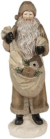 Clayre & Eef Figur Weihnachtsmann 30 cm Goldfarbig Polyresin Weihnachtsfiguren
