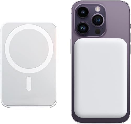 Power bank Magnetico, 5000mAh Caricabatterie Portatile Wireless PD 20W con Cavo USB-C, Power Bank Wireless, Compatibile con iPhone 15/14/13/12/Mini/Pro/Pro Max (bianca)