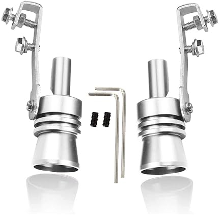 2 Piezas Silbato Escape Coche, Silenciador de Silbato Tubo de Escape Silbato Coche Escape Tubo de Silenciador Lmulador, para Tubo de Escape de Automóvil Modificado, L, Plata