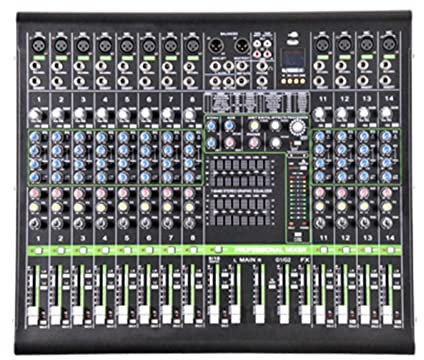 Mélangeur audio PC, mélangeur de son DIY 12/8-Channel 16DSP 7Stage Equalization USB Mixer Dj Console for l'enregistrement des performances de conférence Avec une conception à très faible bruit(12 Chan