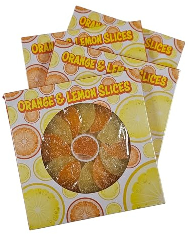 4 x Orange & Lemon Slices 120g Bonds Sugar Coated Fruit Flavour Jelly Sweets