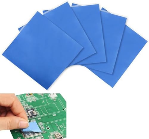 Hsupez 5 almohadillas térmicas, 100 x 100 x 0,5 mm, 1 mm, 1,5 mm, 2 mm, 2,5 mm, resistentes a altas temperaturas, 6,0 W/mK, almohadillas térmicas de silicona para PC, portátil, disipador de calor,