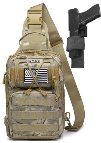 ATBP Taktischer Sling-Rucksack für Herren, Militär, Schulter-Rucksack, Crossbody-Tasche mit Holster, 10 Liter, Ocp Cp Camo