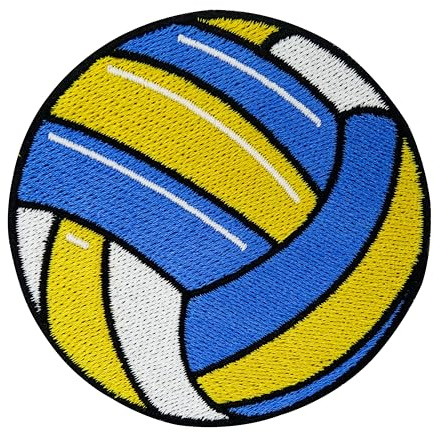 Finally Home Volleyball Patch zum Aufbügeln - Sport Aufnäher | Rundes Motiv für Sportler: Beachvolleyball & Ball. Als cooles Bügelbild für Rucksack & Sporttasche.