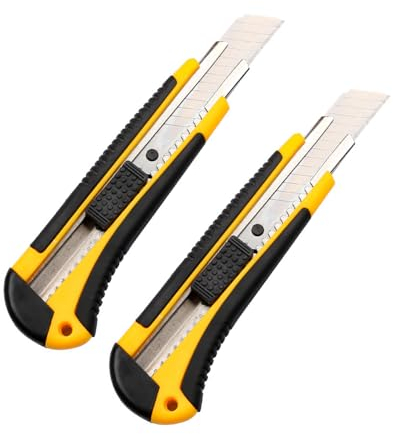 Couteau utilitaire en acier inoxydable, cutter (2 pièces), couteau à insérer, couteau à papier peint porte-couteau, couteau utilitaire, couteau express (largeur de lame 18 mm, longueur 98 mm)