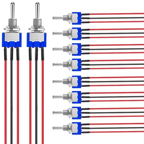 GUUZI 10pcs 6A/125V 3A/250V ON/Off/ON Interruptor de Palanca en Pre cableado Miniatura 3 Terminales 3 Posiciones Interruptor de Palanca SPDT MTS-103