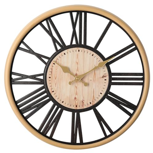 DIYZON 40 cm Wanduhr, Nicht Tickende Uhren Retro Römische Ziffern Vintage Uhr, Batteriebetrieben, Für Zuhause, Geräuschlose, Wohnzimmer Schlafzimmer Küchenwanduhr