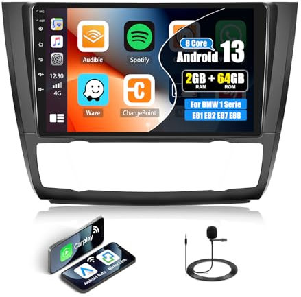 CAMECHO 2G+64G Android 13 Autoradio per BMW Serie 1 E81 E82 E87 E88 con Navi Carplay Android Auto, 8Core丨9 Pollici Schermo Radio con Bluetooth RDS/FM WiFi Mirror Link 32EQ DSP (Auto AC)