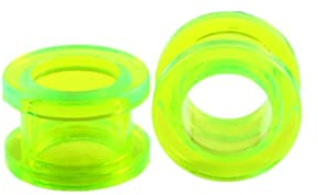 Bcughia Tunnel 6mm Acryl Tunnel Ohr Plug Grün Reifen Tunnel Ohrringe Set, 2 Stück