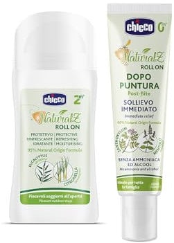 Chicco Set Protezione Naturale dagli Insetti, con Roll On Protettivo 60 ml, Roll On Dopopuntura 10 ml, Protezione per l'Estate, con Citronella ed Eucalipto, Delicato sulla Pelle dei Bambini