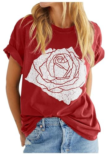 V Ausschnitt Damen Shirt - Einfarbig Basic Tunika Bluse Slim Fit Oberteile Elegant Oversize für Tshirts Leinenbluse Damen Baumwolle Casual Damen Elastisch E-Girls Cropped Tee