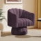 SEYNAR Mid Century - Poltrona rotonda girevole a 360 gradi, con ampia imbottitura, in morbido tessuto di velluto, per soggiorno, camera da letto, ufficio, sala d'attesa (viola)