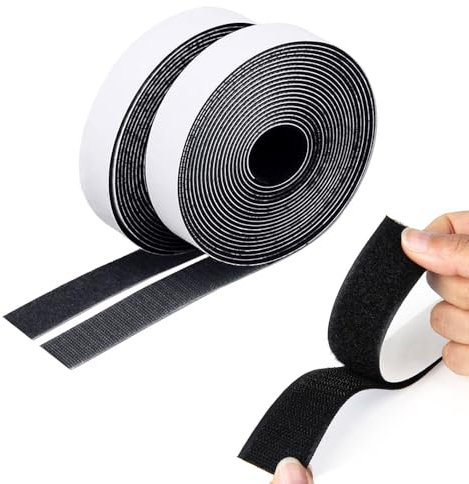 CENSIVI Klettband Selbstklebend - Klettverschluss Selbstklebend Extra Stark Selbstklebendes Klebepad Flauschband und Hakenband Doppelseitig Klebende mit Klettverschluss (Schwarz, 2m x 2cm)