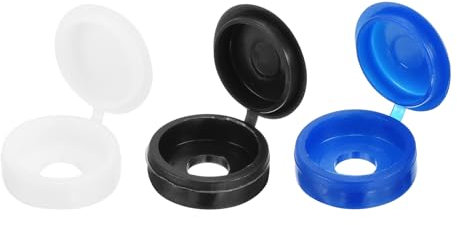 Sourcing Map 210Pcs Plastic Hinged Screw Covers, Snap Washer Covers, Blue/White/Black