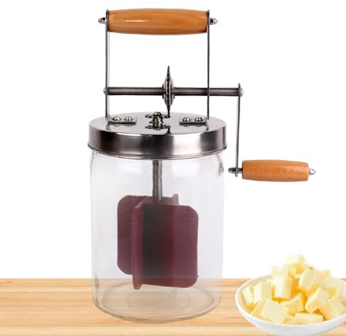 SMELEYOU Butter Churner - Crema de boca ancha manual de 1500 ml para hacer mantequilla casera, lavable, para el hogar, cocina, restaurante, decoración del hogar