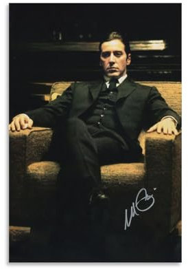 Al Pacino Filmposter mit Autogramm Godfather für Zimmer für Zimmer, ästhetische Leinwand, Badezimmerkunst, Wanddekoration, Fotodrucke, 60 x 90 cm