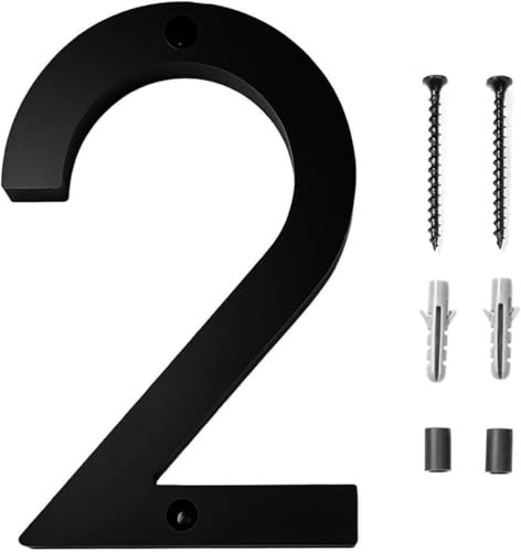 3D Numéro de maison noir Panneau De NuméRo De Maison Flottant Numéros d'Adresse de 6 Pouce Numéros de Maison Modernes pour l'extérieur Numéro de Maison Flottant，pour rue et boîte aux lettres-Numéro 2