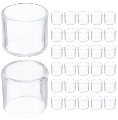 sourcing map 32 Pcs Silicone Chair Leg Floor Protectors 22 Mm/0.9 Round Non-Slip Chair Leg Caps Covers, Furniture Leg Protectors for Hardwood Floors Reduce Noise and Scratches, Clear