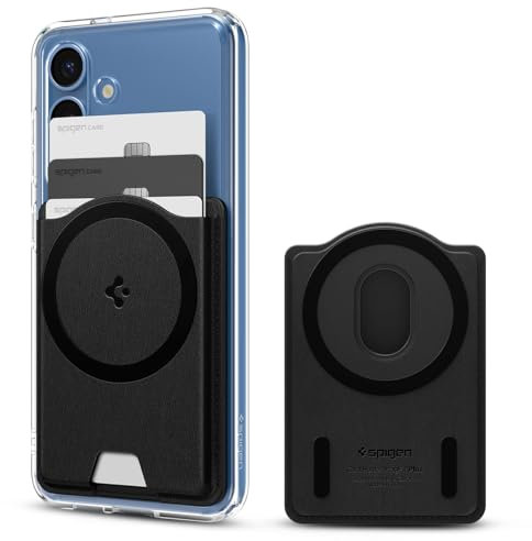 Spigen Valentinus MagFit+ Magnetic Wallet Card Holder 3-Cards Compatible with Samsung Galaxy S25/ S25 Plus/ S25 Ultra / S25 Edge/Z Fold 7, MagSafe Accessories - Black