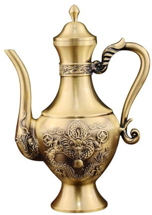 JISADER Décoration de Pot en Laiton, Sculpture de Bouilloire à Eau, Cadeau de Mariage en Laiton, théière décorative, Statue pour Bureau,