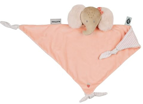 Nattou Großes Schnuffeltuch aus Polyester, Elefant, Wegbegleiter ab der Geburt, Ca. 62 cm, Flo, Oli & Ernest, Oli Pink