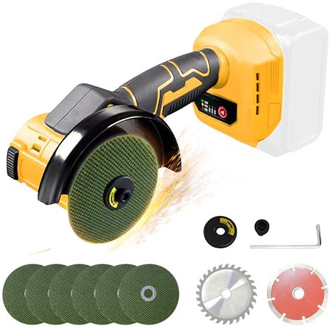 4 Brushless Cordless Cut-Off Tool Compatible with DeWalt 20V Battery(No Battery) | 500W Angle Grinder Saw with 6pc 4 Blades for Metal, Wood, Tile, & Plastic (4 without Base Plate)