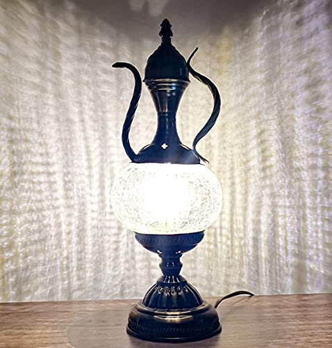 Table Lamp Vintage Glass Lampshade Teapot Night Lights Bohemian Handmade Desk Lights for Cafe Bar Restaurants Decorative